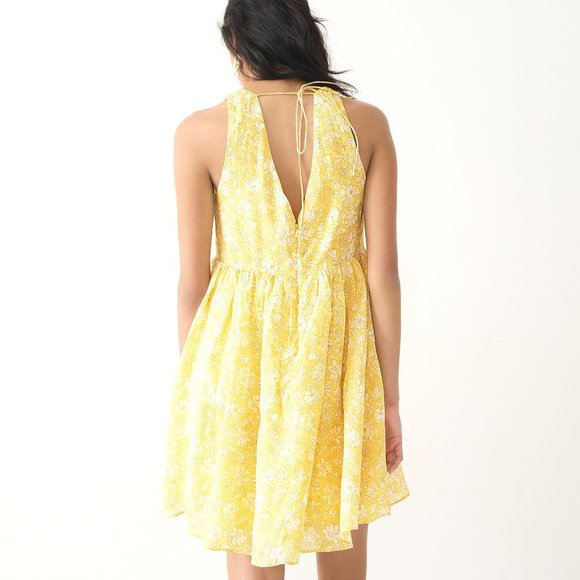 NWT Womens Size Small J. Crew Yellow Swingy V-neck Mini Dress in Tossed Floral - Picture 4 of 5